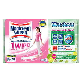 Magiclean Floor Wiper Wet Sheets Lemongrass & Bergamot 16s/20